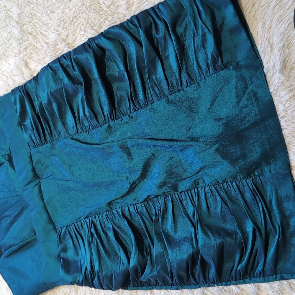 Y2K Vintage Cindy USA Iridescent Aqua Taffeta 2 Piece Cocktail Dress 3XL - Picture 4 of 16